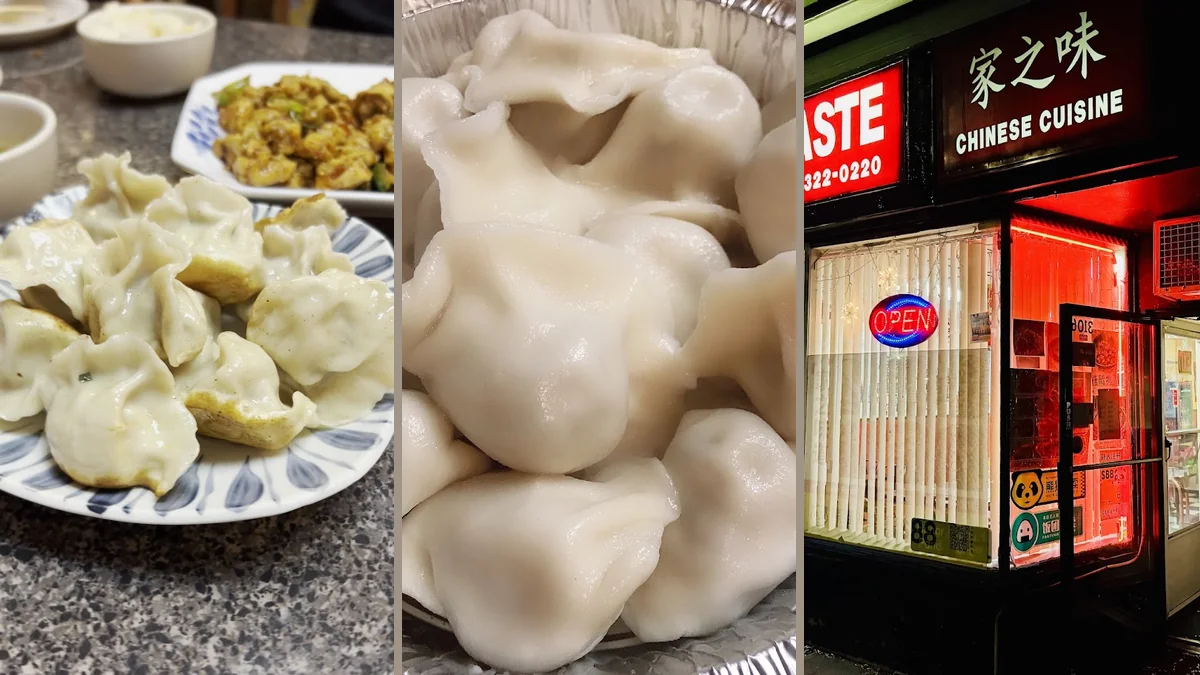 Steamed dumplings and noodles served for dine-in.